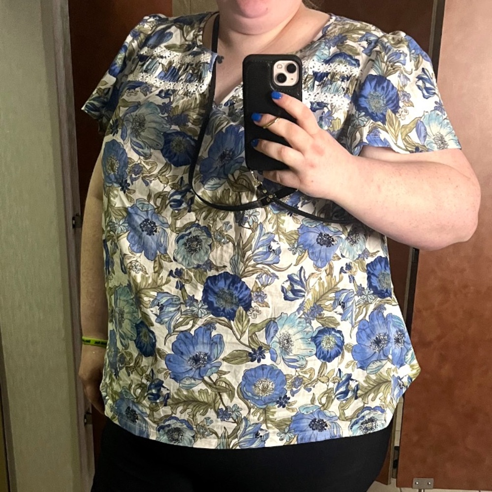 Lane Bryant Blue Floral Blouse